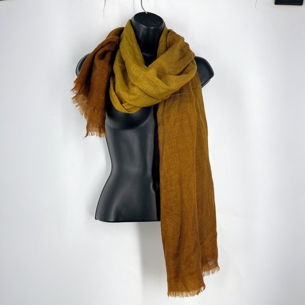 Elizabeth Gillett 100% Cashmere Ombre Scarf Fringe Wrap Shawl